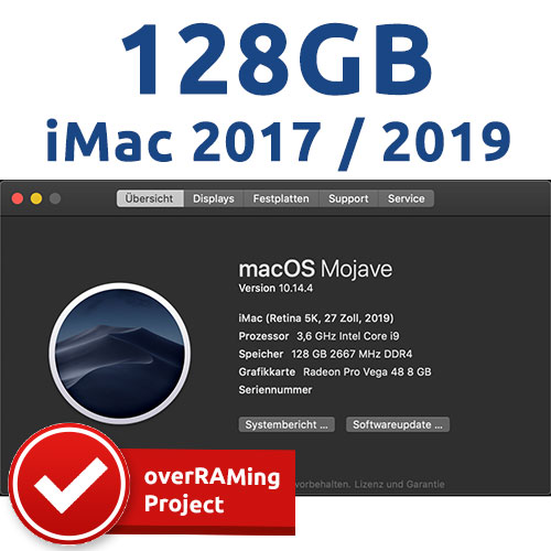 128GB RAM für Apple iMac 2017 2019 - overRAMing Project