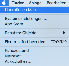 Apple Mac klick auf den Apfel -> Über diesen Mac