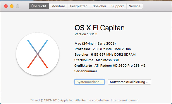 Apple Mac - Eigenschaften Über diesen Mac