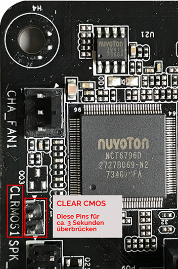 CMOS Daten löschen beim AsRock J4105 ITX Mainboard