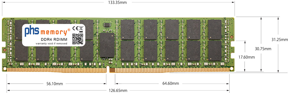 Arbeitsspeicher DDR4 RAM RDIMM 288Pin Maße