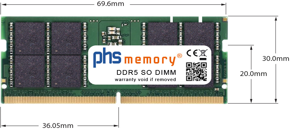 Abmessungen - Mémoire RAM DDR5 262Pin s 16 jpg